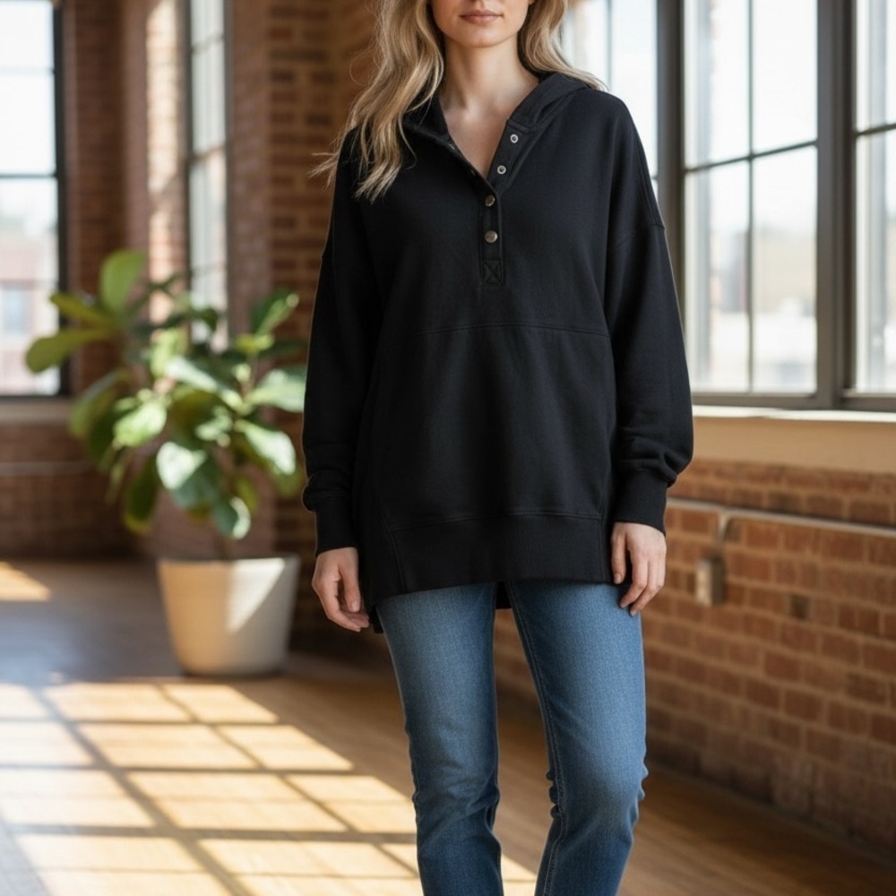 Black Women's Hoodie Large with Kangaroo Pocket